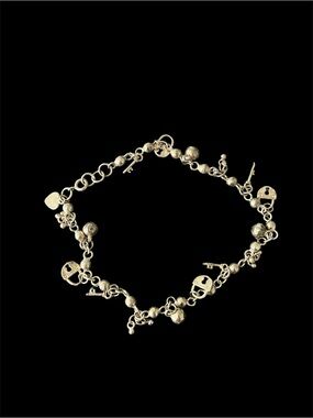 Silver Charm Bracelet with Key and Lock Accents